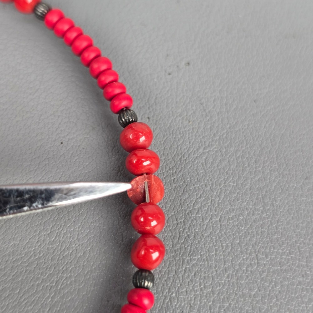 Retired Silpada Red Coral Sterling Silver Beaded Southwestern Choker Necklace - Picture 10 of 10